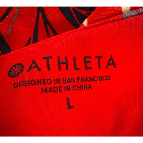 NWT ATHLETA Swimsuit Sz L One Piece Red Leaf Print Floral Paradaiso Ocean Pool - Picture 11 of 14